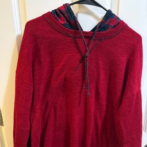 Red Sweater with Plaid Lining